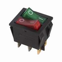 Выключатель клавишный 250В 15А (6с) ON-OFF крас./зел. с подсветкой двойной (RWB-511) | Код. 36-2450 | Rexant